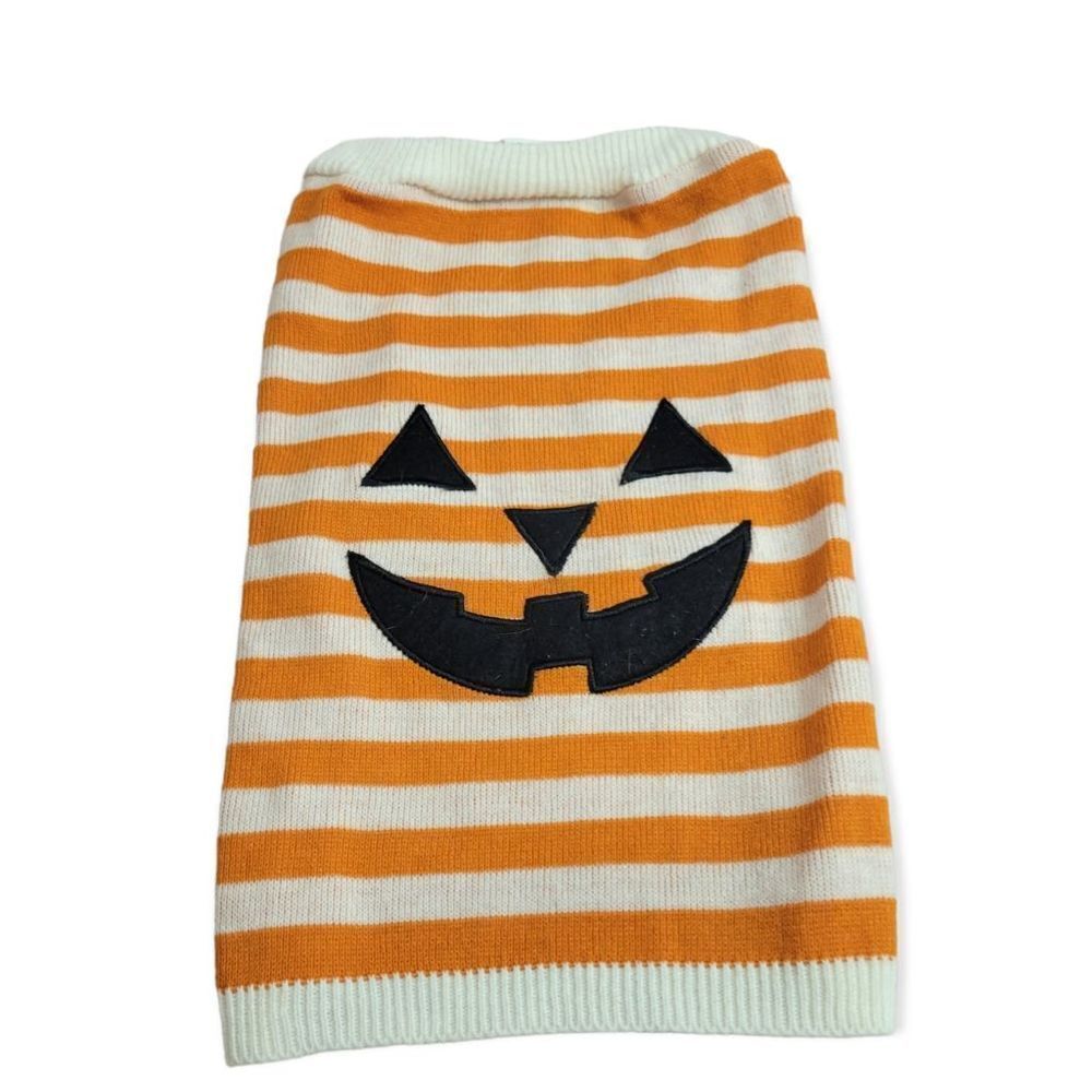 Martha Stewart pumpkin jack-o-lantern stripped sweater shirt L